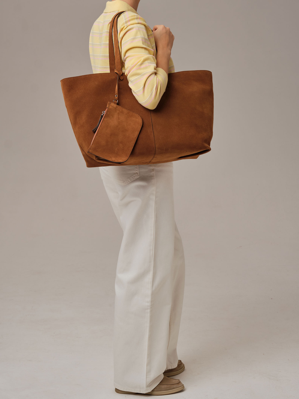 Замшевая сумка шоппер Texas DBR 31390 коричневый лист