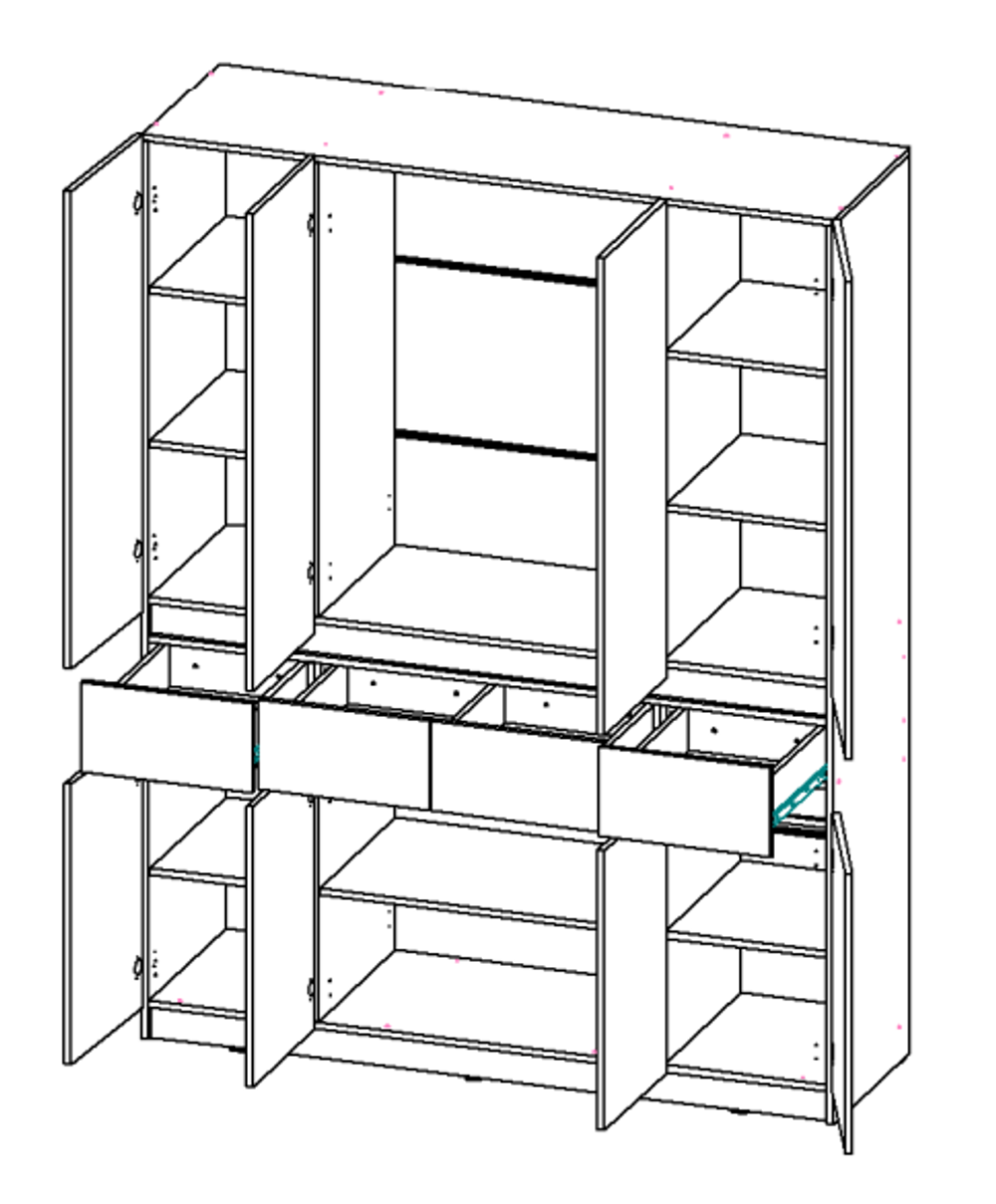 БОСТОН ЛАЙТ Шкаф ШК-004 (4-ств.) Дуб Крафт золотой / Серый шифер