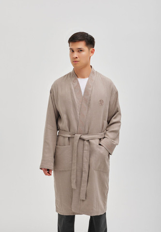 Шапан льняной длинный OYU TOLQYN DARK BEIGE