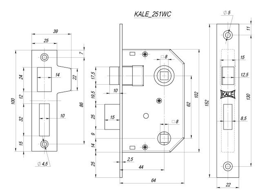 Защелка сантехническая 251WC R Kale Kilit
