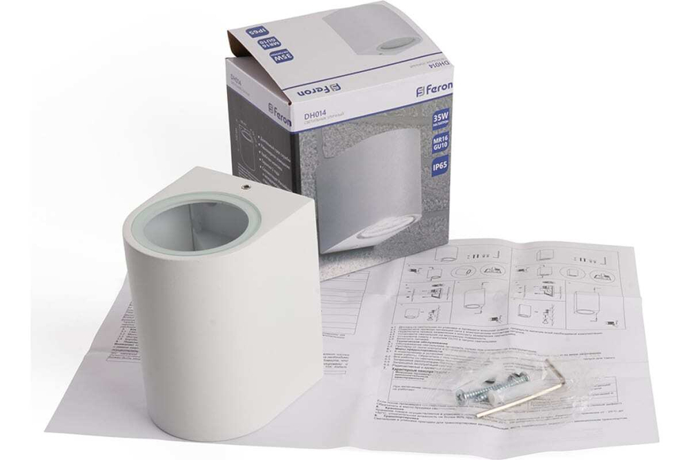 Светильник архитектурный DH014,на стену, GU10 230V, белый Feron