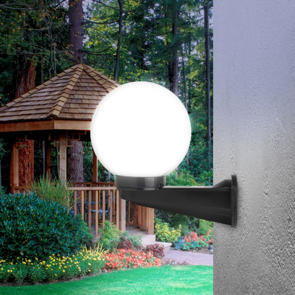 Садово-парковый светильник ЭРА НБУ 01-60-201 шар опаловый настенный IP44 Е27 max60Вт d200mm