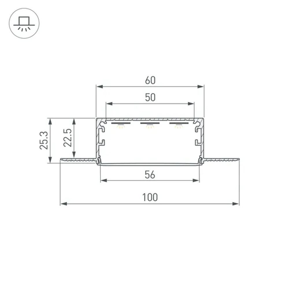 Профиль LINIA60-FANTOM-3000 ANOD (Arlight, Алюминий) 046410