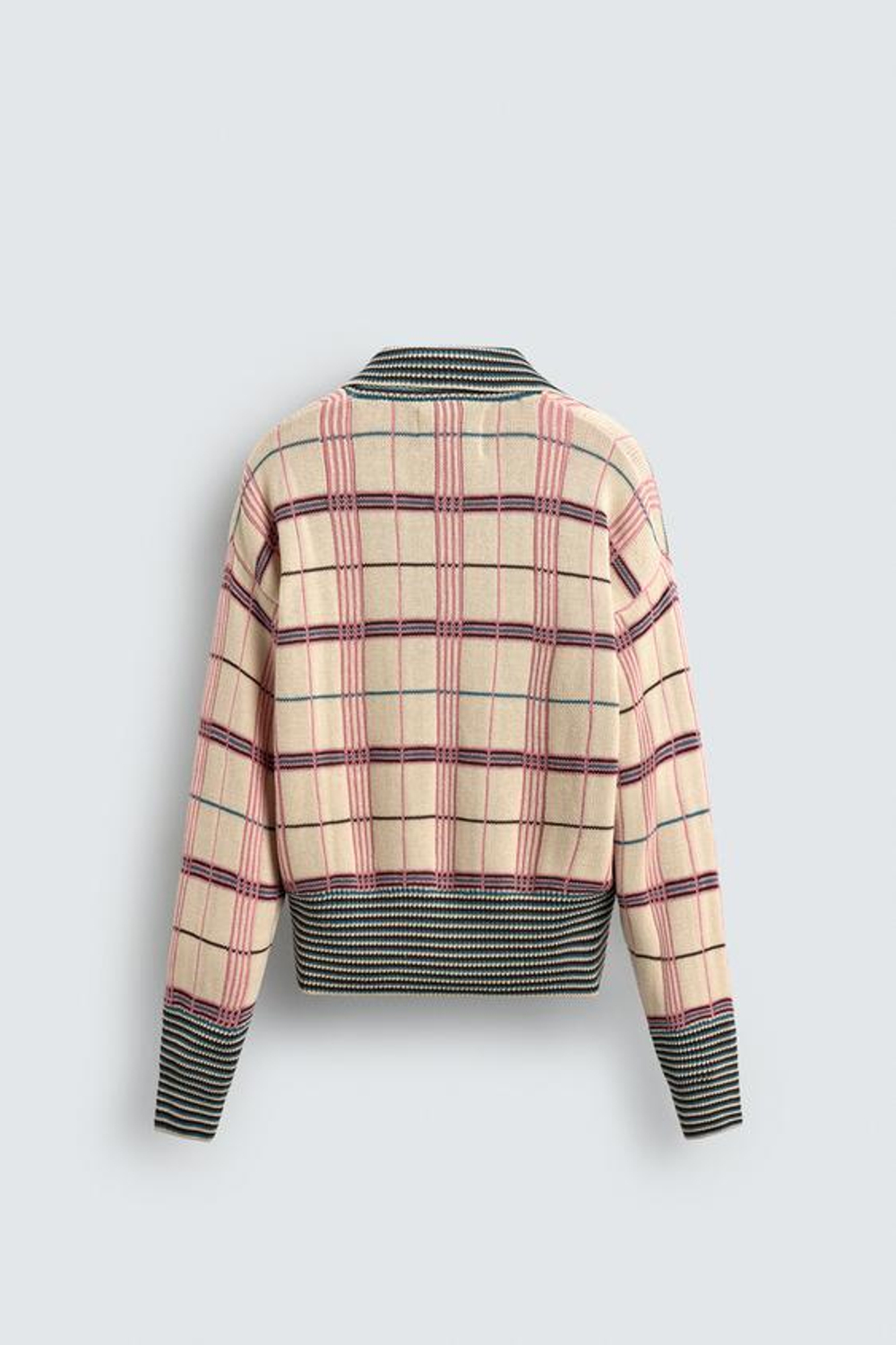 ZARA HARRY LAMBERT X DISNEY ЖАККАРДОВОЕ ТРИКОТАЖНОЕ ПОЛО В КЛЕТКУ, РОЗОВЫЙ