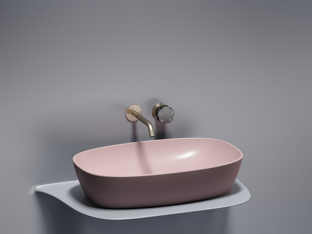 Умывальник чаша накладная овальная (цвет Розовый Матовый) Element 610x385x140мм
