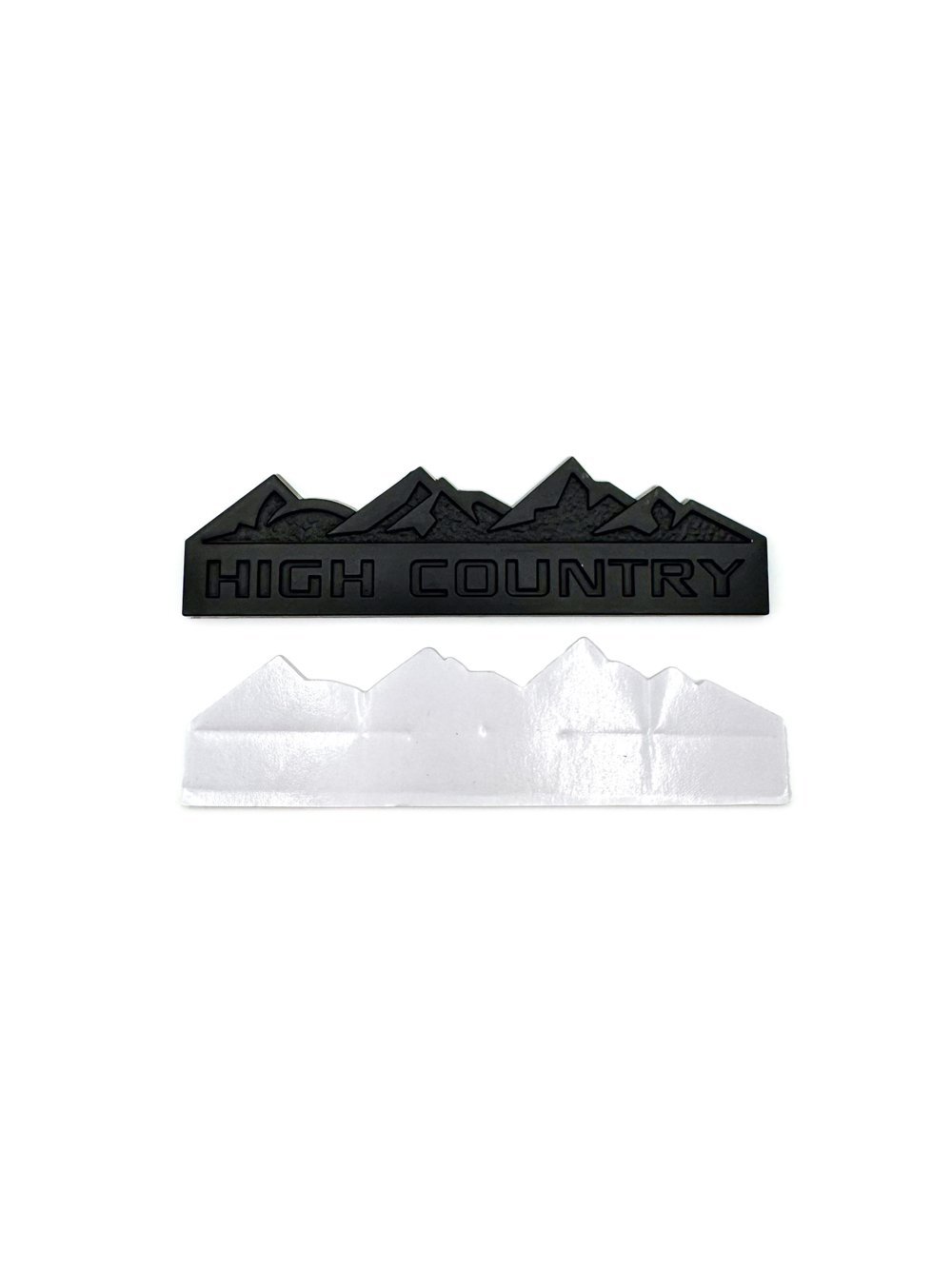 Накладки/наклейки High Country объемные ("Горная страна" 12,5х3,5 см). Черный матовый с черной надписью