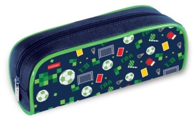 Пенал Hatber 210х80х40мм на молнии мягкий-Мир футбола- в индив.упак.