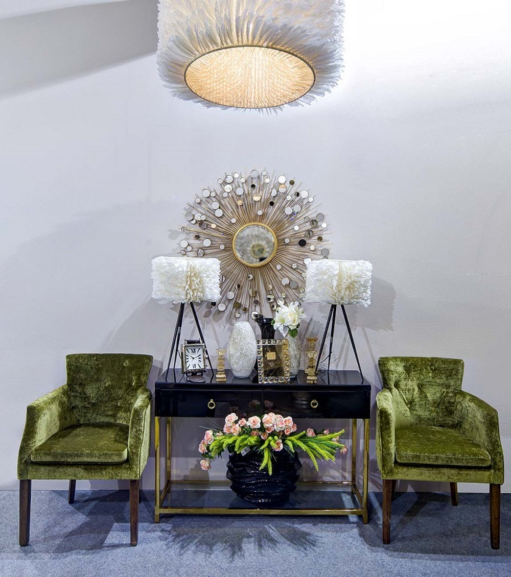 Зеркало декоративное круглое 100см Garda Decor с золотистыми лучами