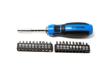 Отвертка-битодержатель телескопическая с набором бит, 21прCrV6150(PH:0,1,2,3,PZ:0,1,2,3,SL:3,4,5,6мм,T:10,15,20,25,30,Н:4,5,6мм,L:160-220мм)в блистере Forsage F-814821