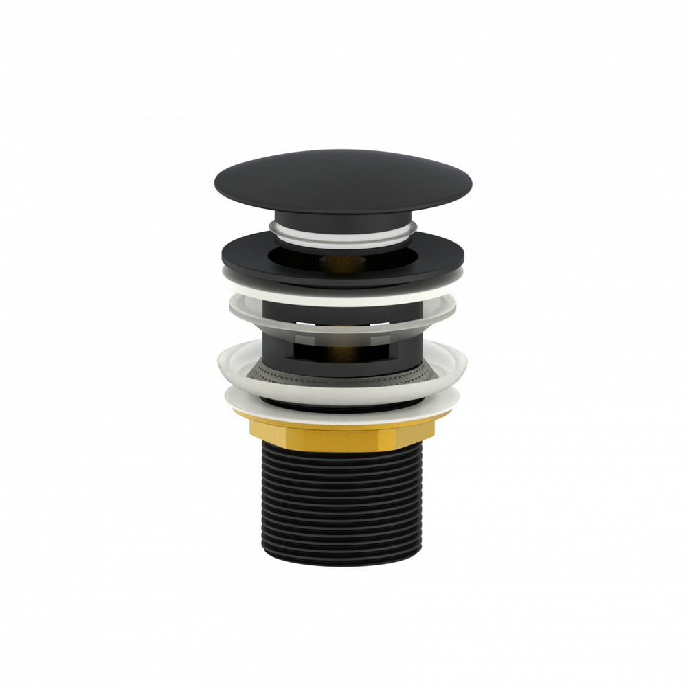 Донный клапан для раковины с переливом 1 1/4 WONZON & WOGHAND, Черный матовый (WW-88SS01-MB)