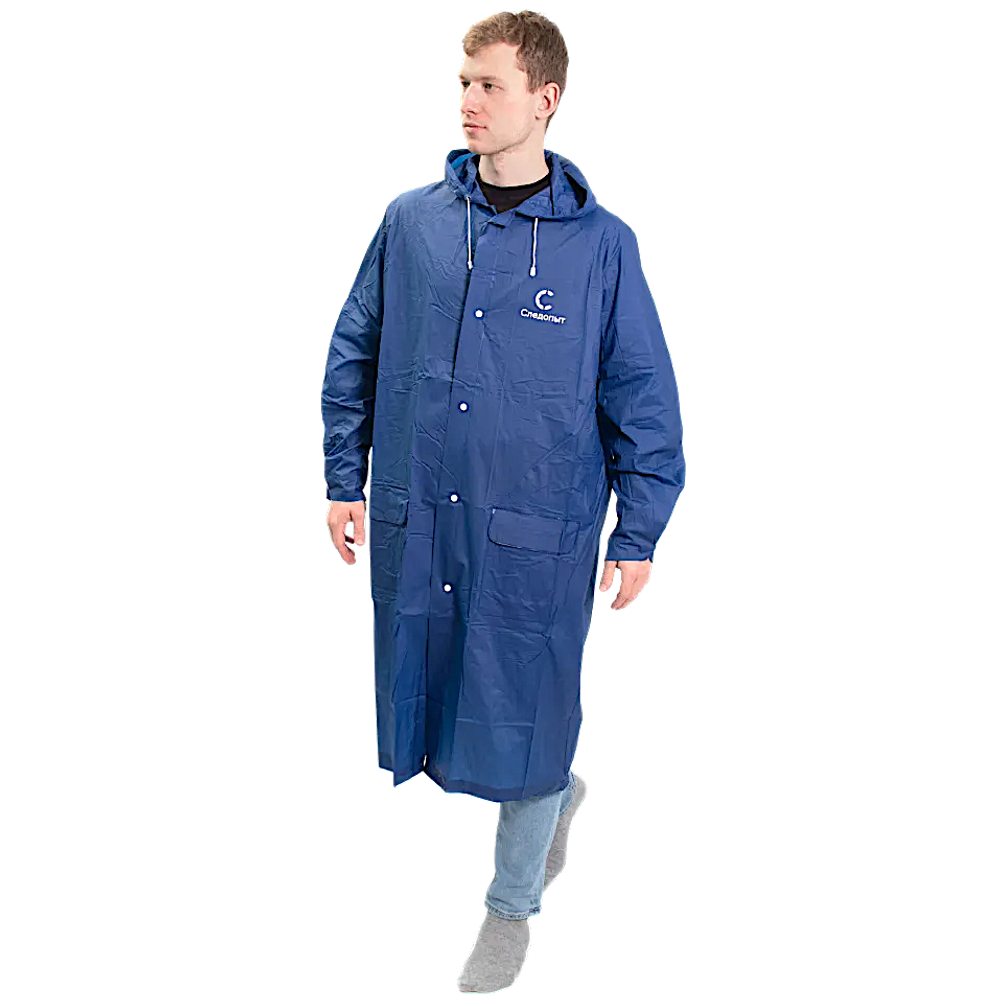 Плащ-дождевик Следопыт PF-RC-09 72х125см Плотный PVC на кнопках с капюшоном и чехлом цв.Синий -