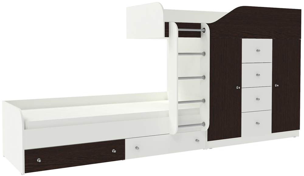 Двухъярусная кровать КарИВи Астра 6 Белый  Венге