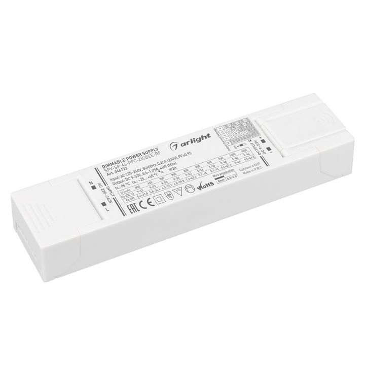 Блок питания SPV-SP-46-PFC-ZIGBEE-RF (46W, 9-53V, 0.6-1.05A, 2.4GHz) Arlight 046173