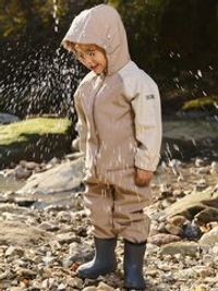 Комбинезон Softshell Колор-блок "Латте" с варежками 0+