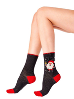 Новогодние хлопковые носки с веселым Сантой Christmas Socks (Размер: S-M-L) (Цвет: черный)