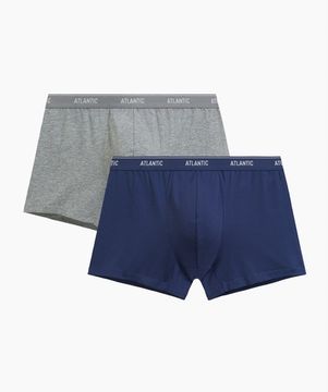 Трусы мужские боксеры (2шт), Atlantic 2RMH-011, хлопок, серый меланж + темно-голубой