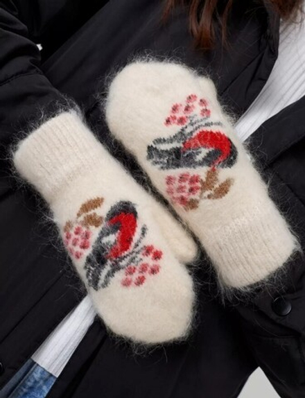 Варежки козий пух с рисунком Ш009-1