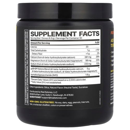 Real Ketones, Elevate BHB 5000, нейтральный, 207 г (7,3 унции)