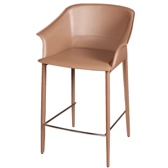 Полубарный стул c подлокотниками Gio, серо-коричневая кожа | Купить в Hallberg.ru