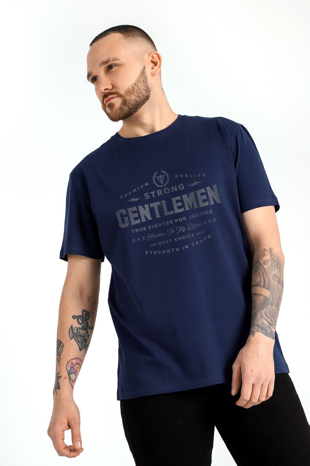 Фуфайка (футболка) мужская Клаб-4У Виотекс ТЁМНО-СИНИЙ