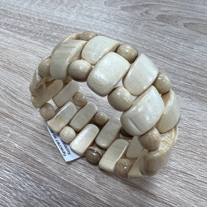 Браслет Колодец цвет бежевый, дерево 32 мм