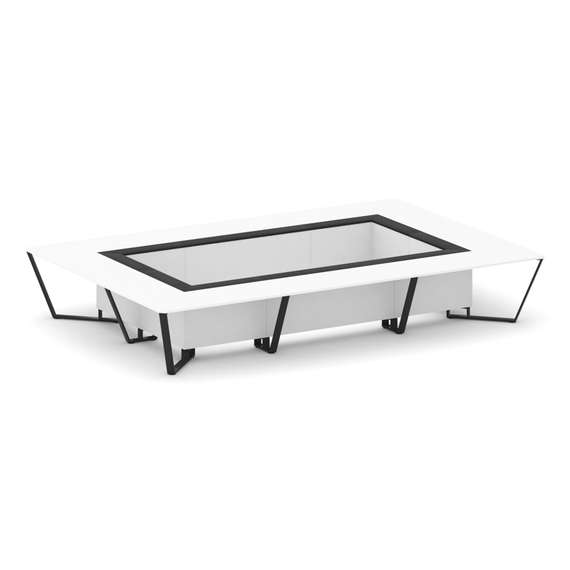 Steel Meet Стол переговорный прямоугольный KMK-PR.B.SP-20K Белый Бриллиант/Графит Глянец/Металл Черн