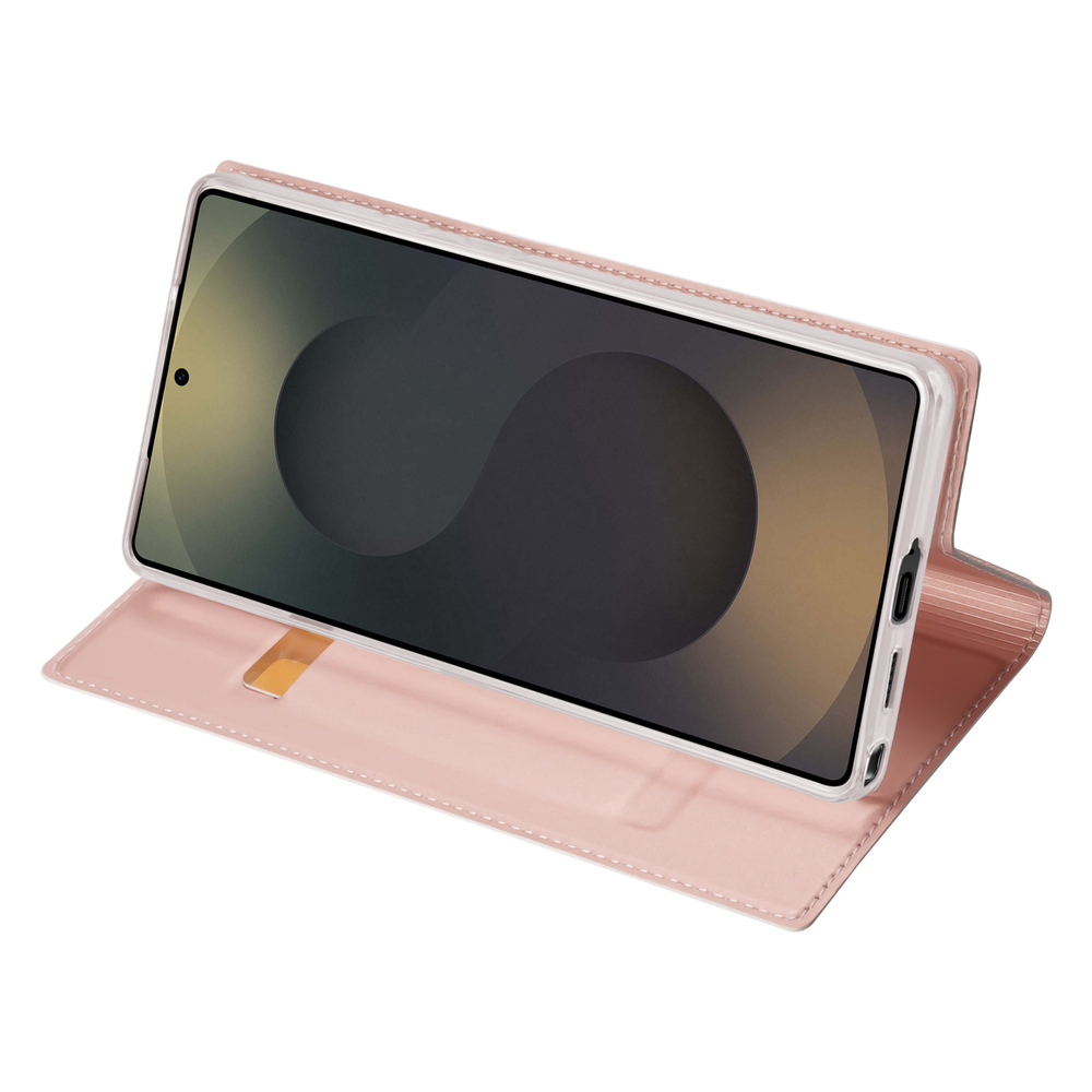Чехол книжка из PU кожи розового цвета от Dux Ducis для Samsung Galaxy S25 Ultra, серия Skin Pro Series Case