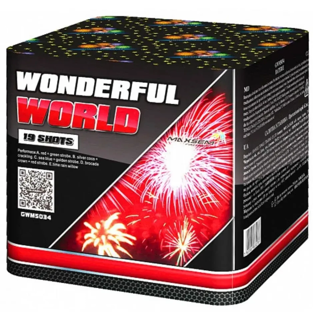 Батарея салютов Wonderful world (GWM5034) от Maxsem, 19 залпов, 30 мм