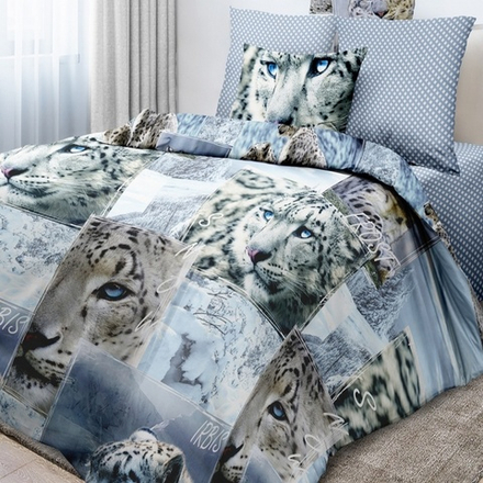 Комплект постельного белья "П37. СНЕЖНЫЙ ИРБИС", перкаль, 100% хлопок.