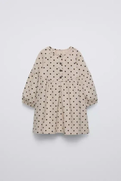 ZARA ПЛАТЬЕ В ГОРОШЕК, РЫЖЕВАТО-КОРИЧНЕВЫЙ