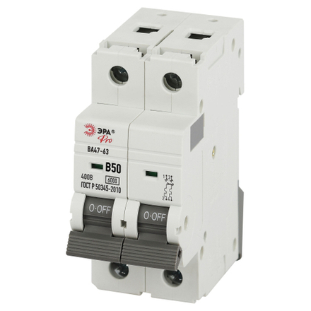 Автоматический выключатель ЭРА PRO VA63-2P50B6 ВА47-63 2P 50А кривая B 6кА