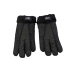 Женские Меховые Перчатки Ugg Черные Кожаные (04)