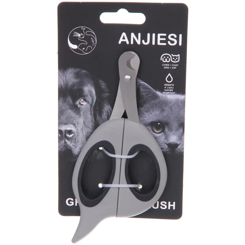 Когтерез с упором для пальца для животных «ПРЕМИУМ - МОЙ БРО», прорезиненная ручка, цвет серый/черный, 7.1*15.3см