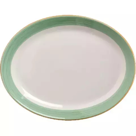 Блюдо «Рио Грин» овальное фарфор ,L=28,B=21,5см белый,зелен