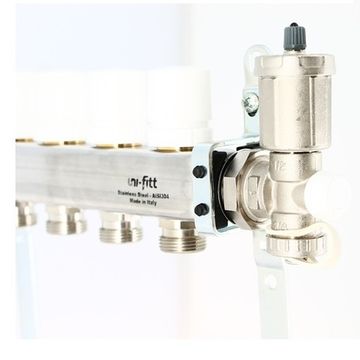 Коллектор Uni-Fitt 1"х3/4" 12 вых. нерж. сталь с регулиров, термо вентилями и воздухоотв-ми 451A4312