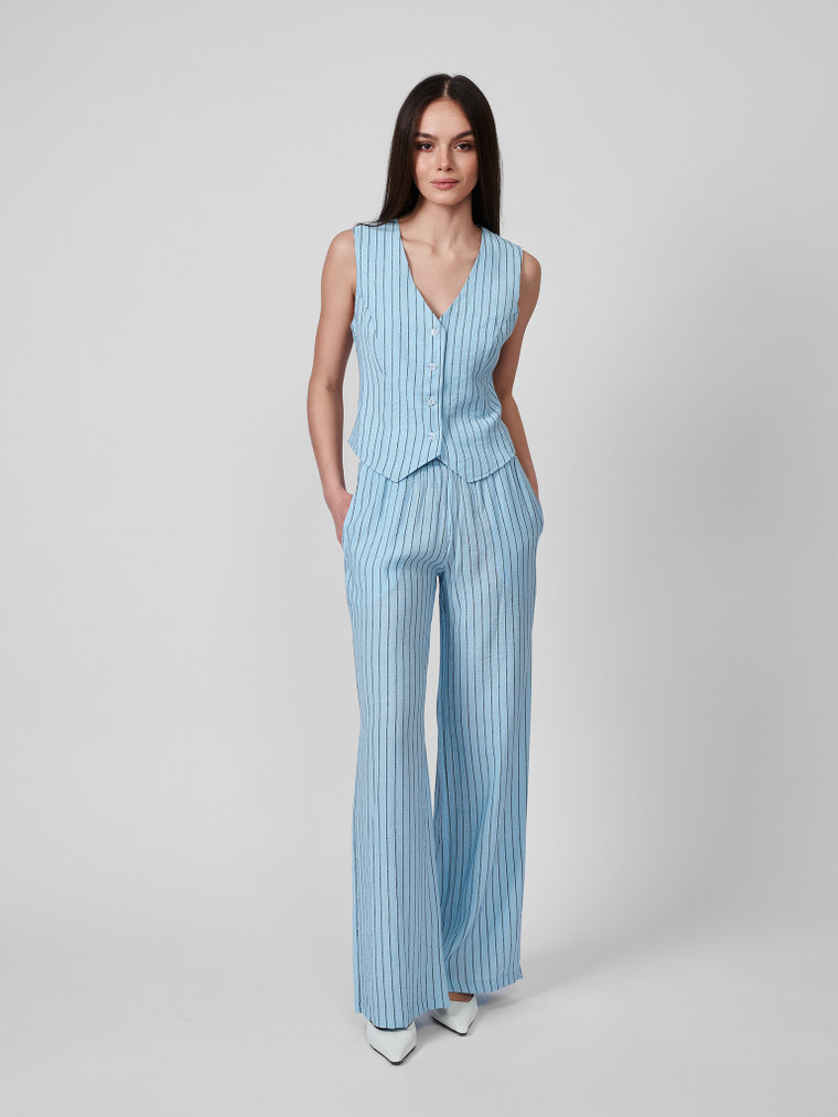 ГОЛУБЫЕ БРЮКИ НА КОМФОРТНОЙ РЕЗИНКЕ С КАРМАНАМИ