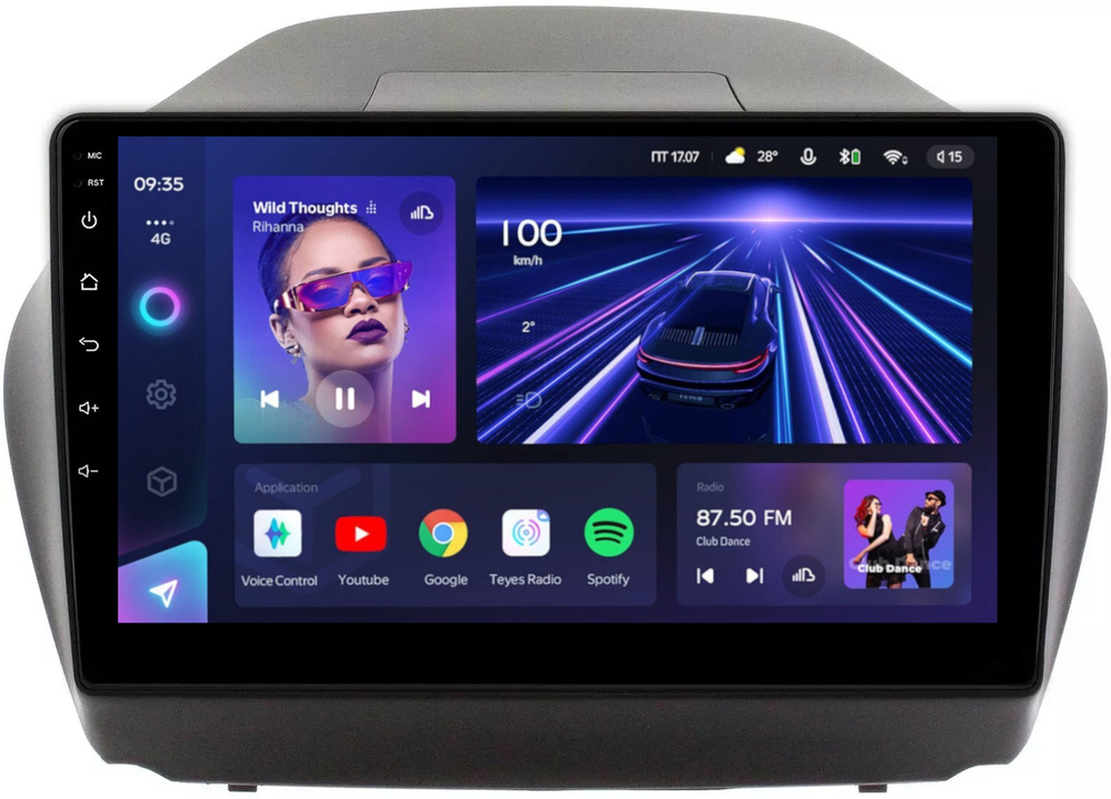 Магнитола для Hyundai iХ35, Tucson 2 2009-2015 (без штатного усилителя) - Teyes CC3L монитор 10" IPS на Android 10, 8-ядер, CarPlay, 4G SIM-слот