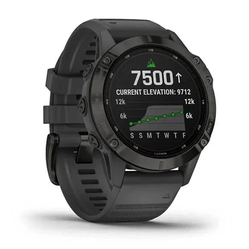 Спортивные наручные часы Garmin Fenix 6 Pro Solar черный с серым ремешком 010-02410-11