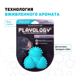 Playology дентальный жевательный тройной мяч  SQUEAKY BOUNCE BALL для щенков 4-8 месяцев с ароматом арахиса, цвет голубой