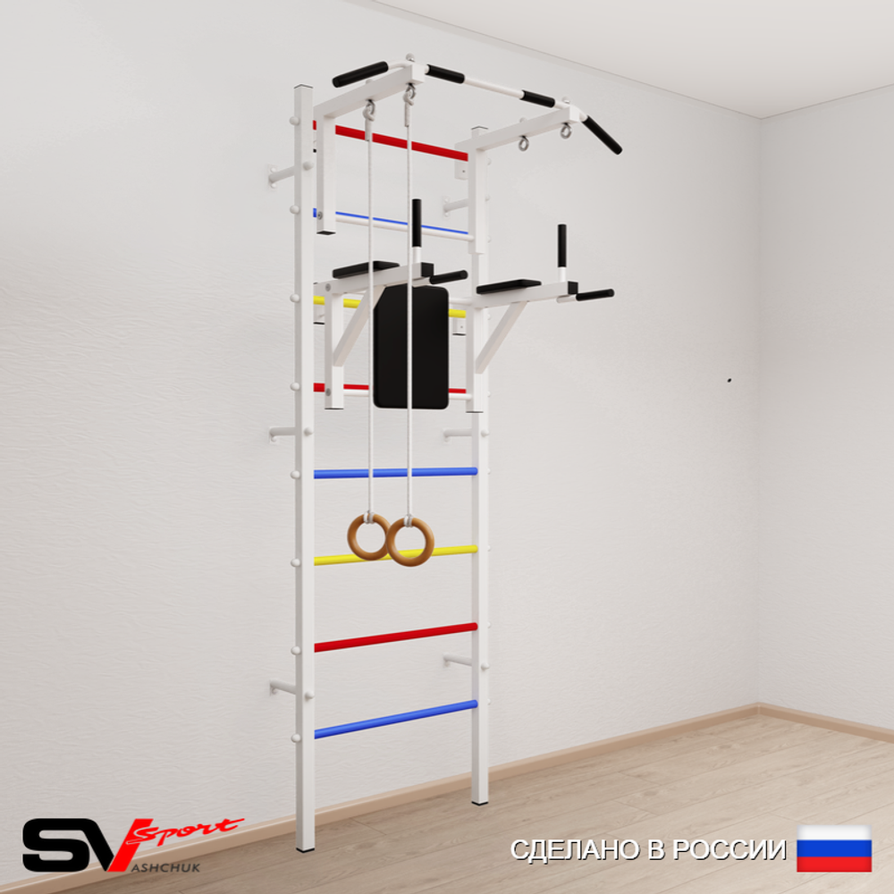 Шведская стенка Sv Sport усиленная 671 (Турник стандарт/Брусья/Кольца)