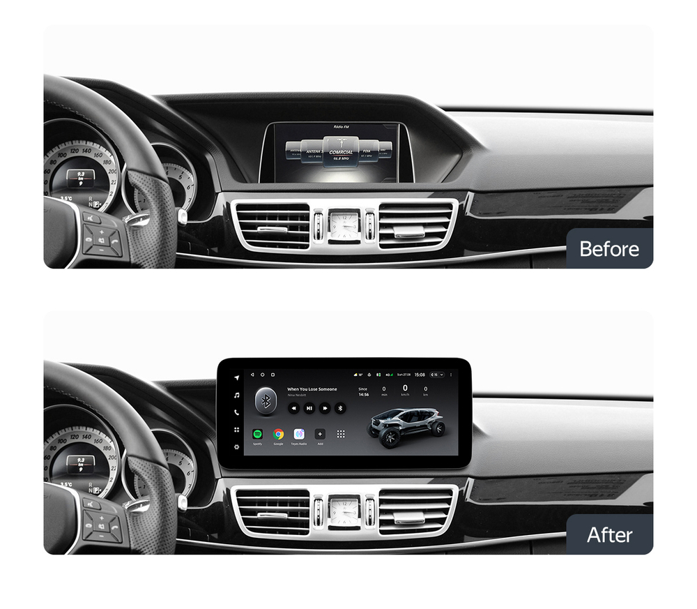 Магнитола для Mercedes-Benz E W212 седан левый руль 2015 NTG 5.0 - Teyes LUX ONE ROUND монитор 12.3" 2K QLED на Android 10, CarPlay, 4G SIM-слот