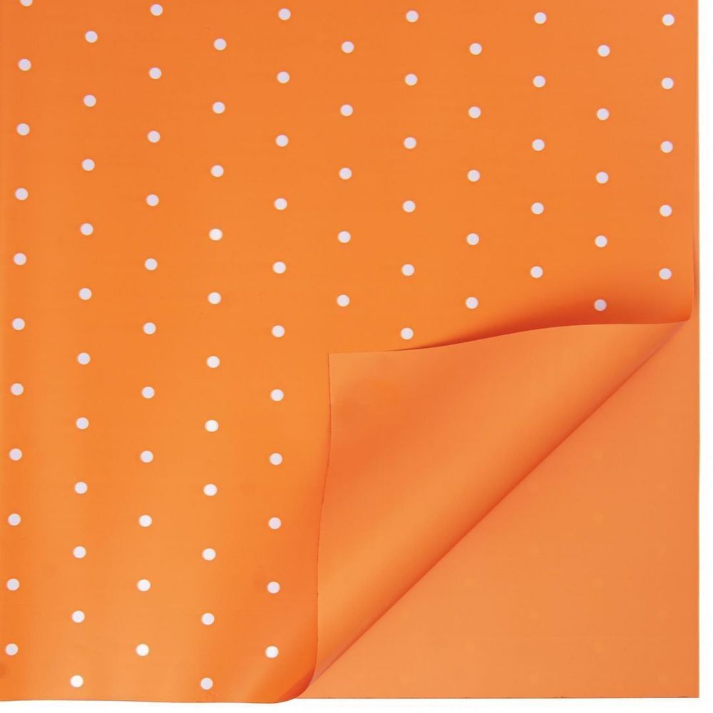 ЛИСТ "Горошек" 58*58/20шт БЕЛЫЙ НА ОРАНЖЕВОМ