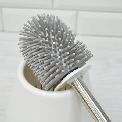 Ерш для туалета силиконовый с подставкой, 14*14*46см