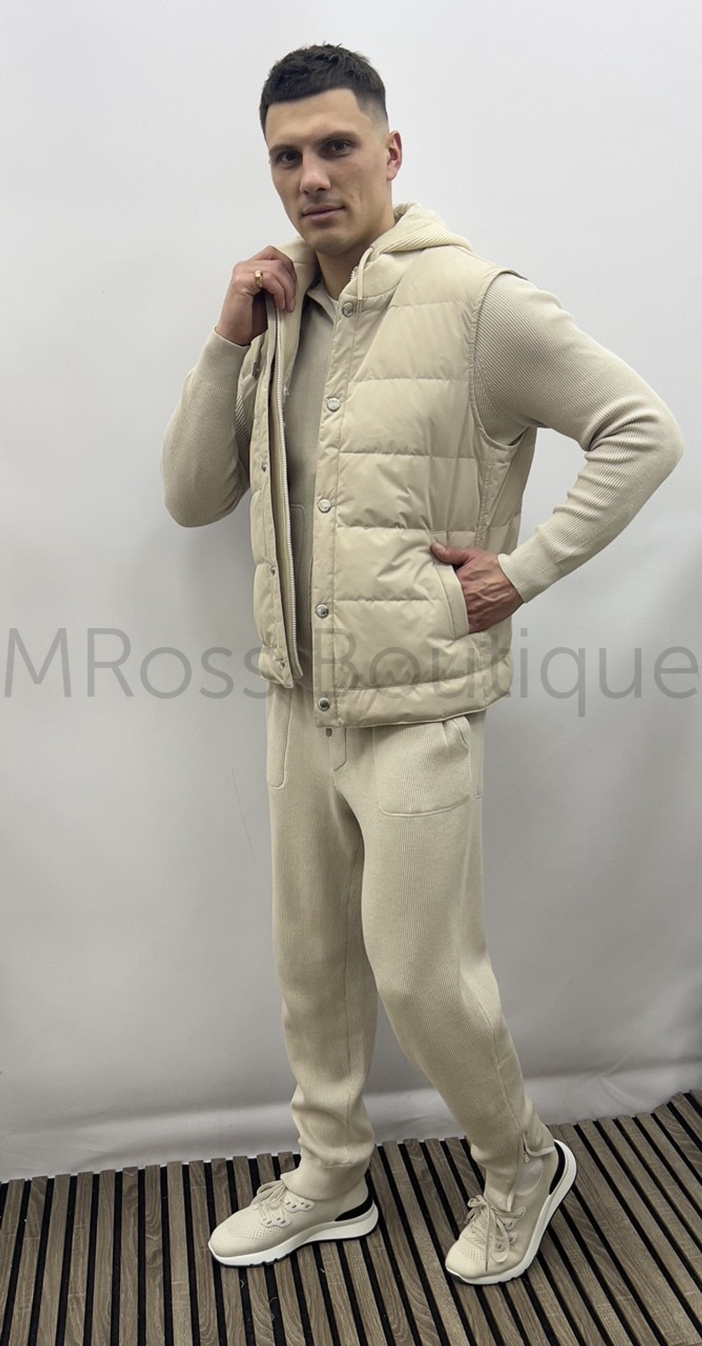 Бежевый мужской спортивный костюм Brunello Cucinelli