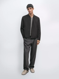 Massimo Dutti Куртка-бомбер из смесовой шерсти, серый