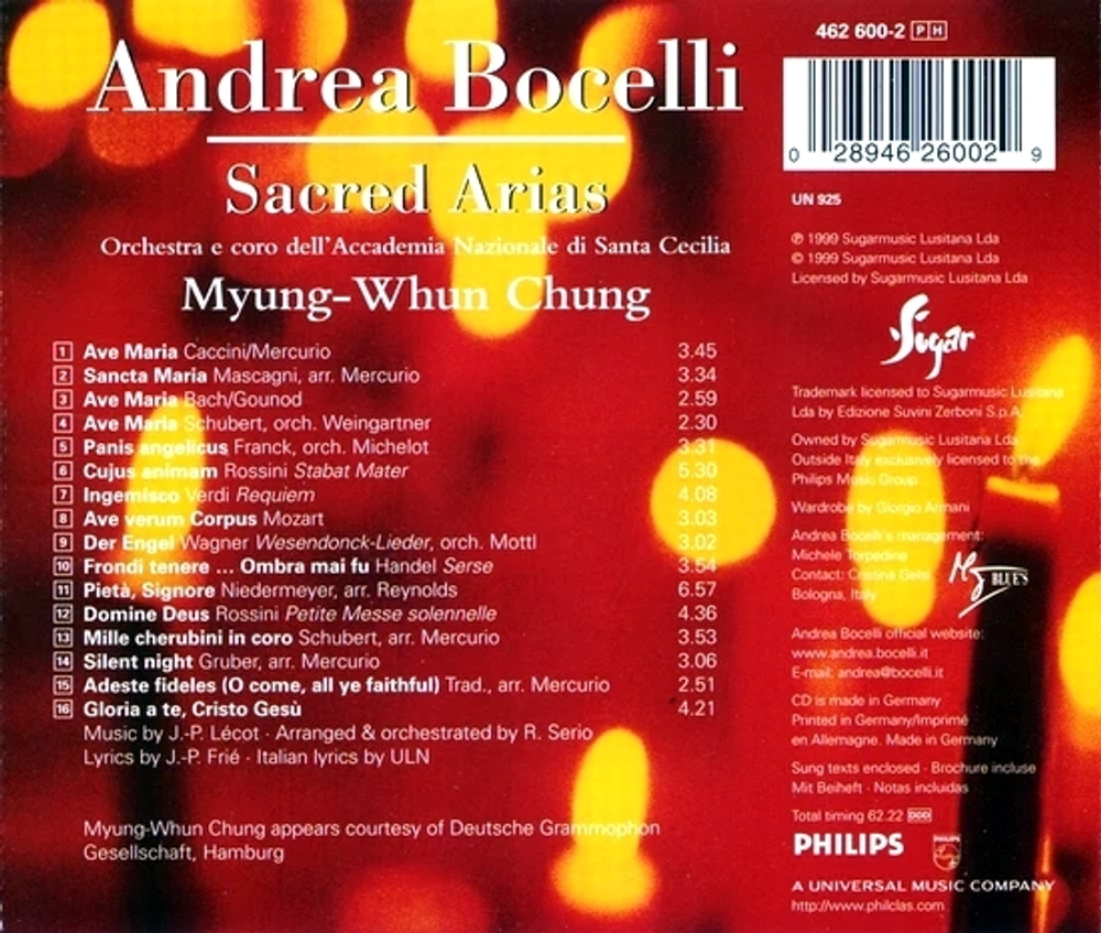 Andrea Bocelli, Orchestra E Coro Dell'Accademia Nazionale Di Santa Cecilia, Myung-Whun Chung / Sacred Arias (CD)