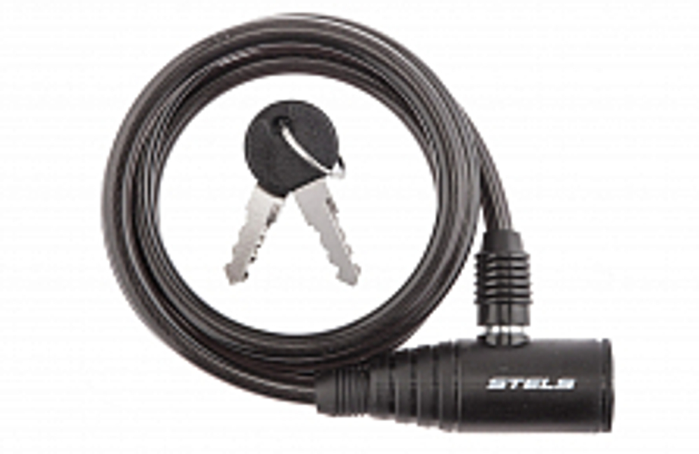 Трос-замок 87107, 8x1200 мм, с ключом, черный