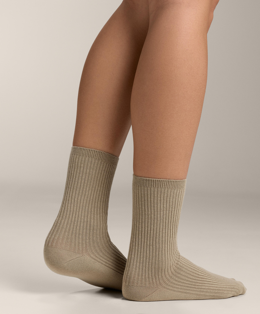 OYSHO Пять пар классических носков с хлопком, бледно-желтый