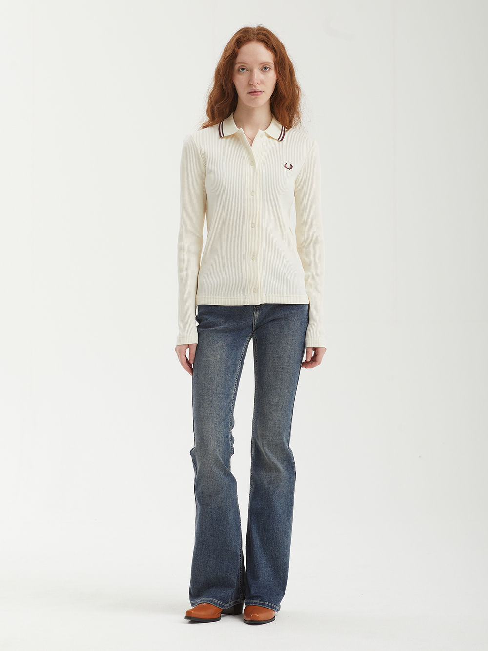 Женская Рубашка Button-through Rib Polo