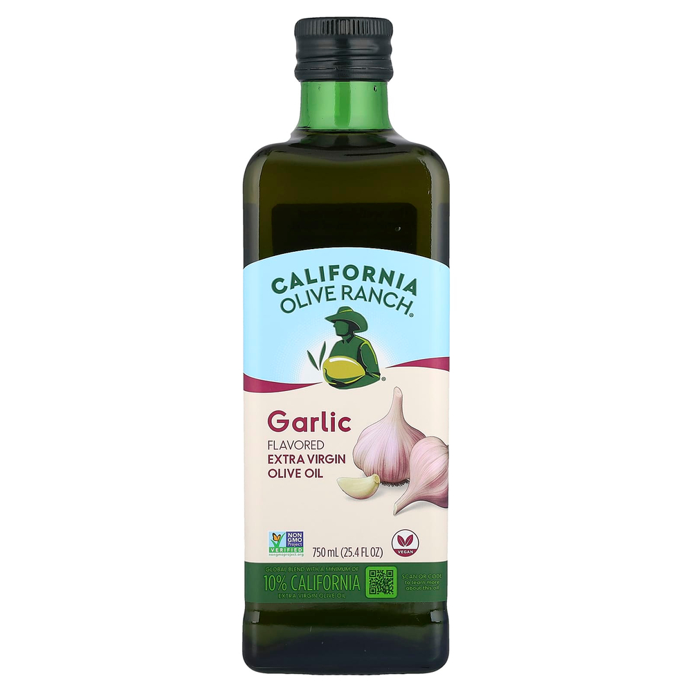 California Olive Ranch, Оливковое масло холодного отжима, чеснок, 750 мл (25,4 жидк. Унции)